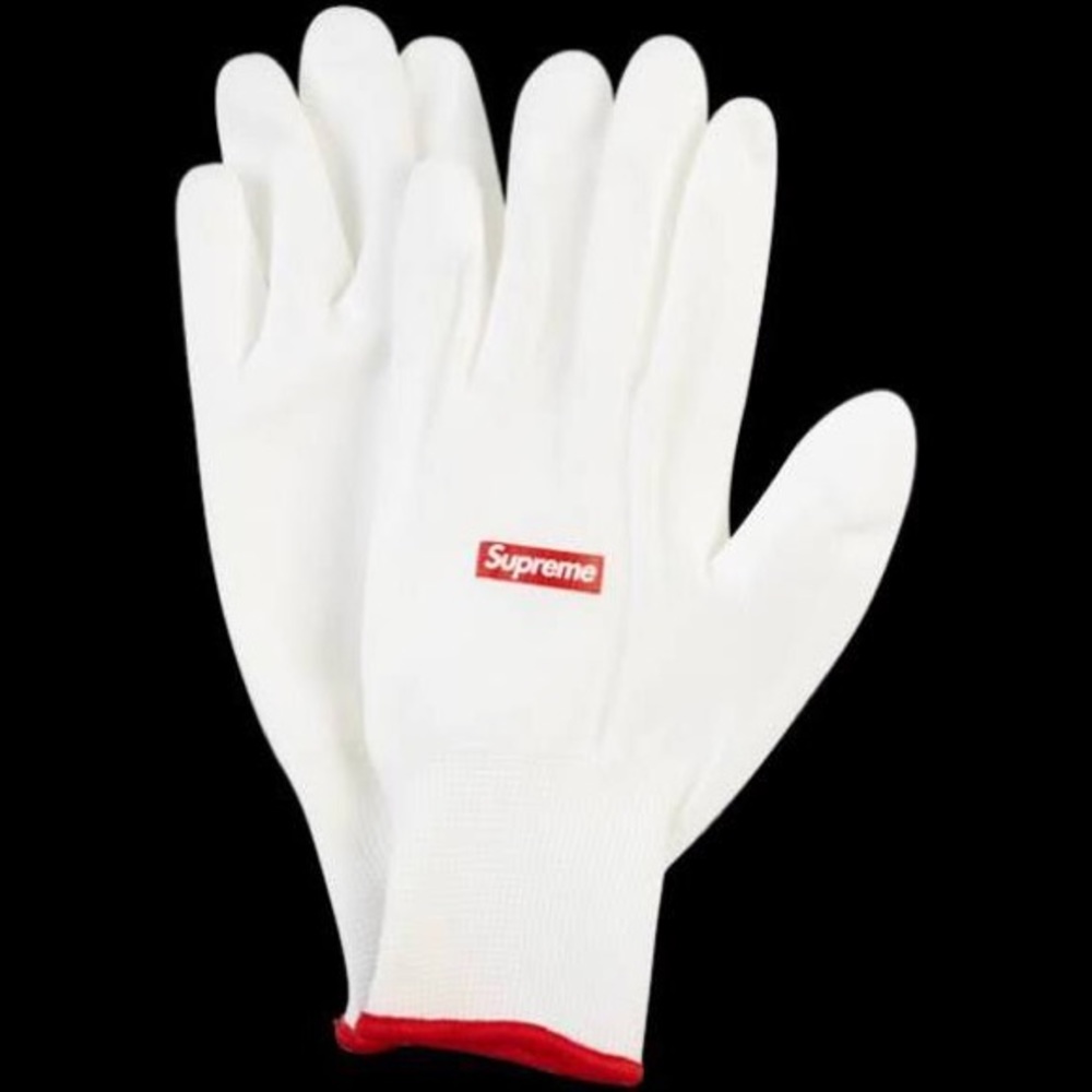 Free Gift Supreme White Rubberized Gloves & Sticker Pack